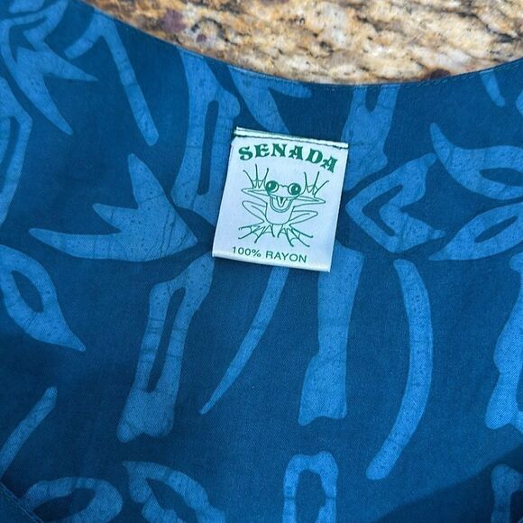 Senada Blue Sleeveless Two Tiered Bamboo Print Midi Dress Size M - Picture 4 of 7